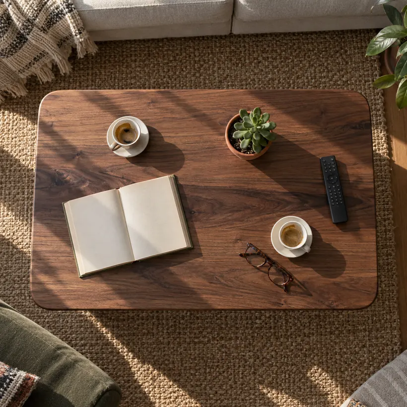 Mesa de centro Malvarrosa, nogal americano macizo