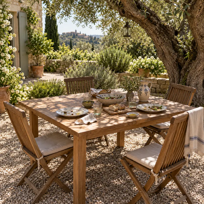 Mesa Altea de exterior, teca de plantación certificada